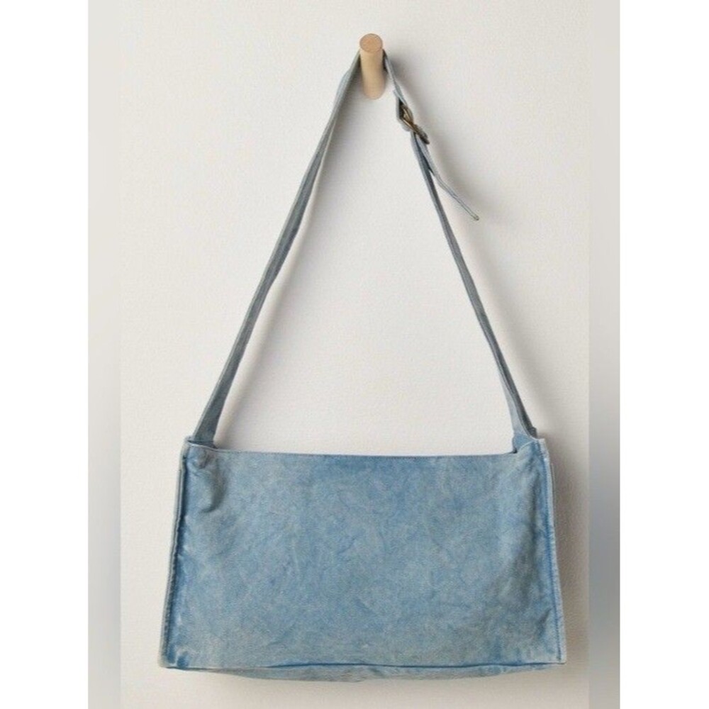 Free People Camp Crush Sling Bag Adjustable Strap Cotton Blue OS 289739 - Picture 3 of 10